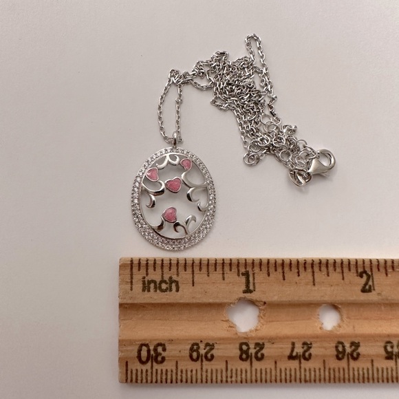Oval tree of life heart cz 925 silver necklace - Picture 3 of 3